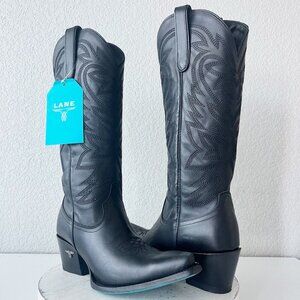 Lane SMOKESHOW Black Womens Cowboy Boots 9.5 Leather Western Cowgirl 15" Tall